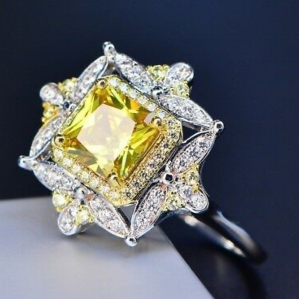 New 925 Silver Filled Citrine Birthstone Size 6-10 - Picture 1 of 6